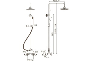 Душевая стойка BelBagno Vittoria VIT-DOC-CRM - 2