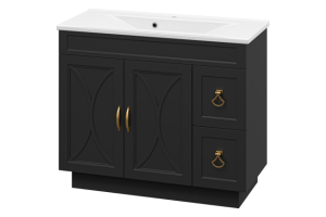 Тумба с раковиной Misty Амбра 100 черная матовая