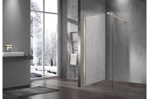 Душевая перегородка Vincea Walk-In 60х200 профиль золото стекло прозрачное  - 2