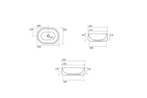 KERASAN F10 Раковина накладная 56х44 см, без отв под смеситель, цвет черный матовый - 2
