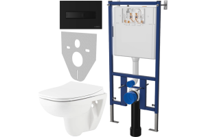 Комплект Унитаз подвесной Seramiksan Petite A101002H с микролифтом + Система инсталляции для унитазов DIWO 4501 + Кнопка смыва DIWO 7323 черная матовая