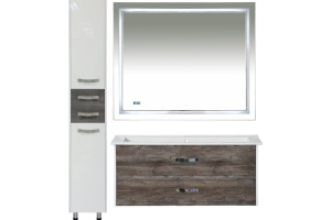 Мебель для ванной Misty Норд 105 подвесная, белая, сосна пасаден - 2