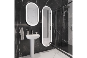 Комплект раковина с пьедесталом  Раковина STWORKI Дублин 45 + Зеркало-шкаф STWORKI Мальмё МВК074 45, с подсветкой, белый, прямоугольный, навесной, ова - 2