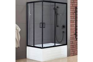 Душевой уголок Royal Bath BP 100х80 R с поддоном профиль черный стекло прозрачное