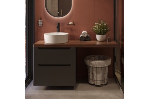 Тумба с раковиной STWORKI Берген 60 серая с темной столешницей 122, Bocchi Vessel 1174-061-0125