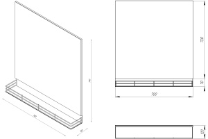 Зеркало STWORKI Нюборг 70 с полкой, черное, прямоугольное, в стиле лофт, настенное - 3