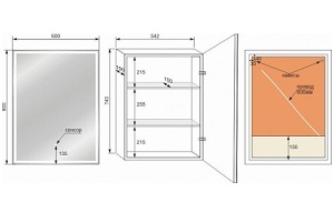 Зеркало-шкаф Style Line Квартет 60х80 с подсветкой  - 2