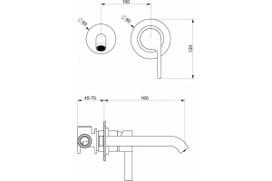 Webert DR830606560 DoReMi встраиваемый смеситель для раковины без донного клапана,черный - 2