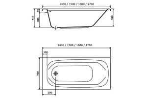 Акриловая ванна Vidima Сириус 140x70 см (B155401) - 3