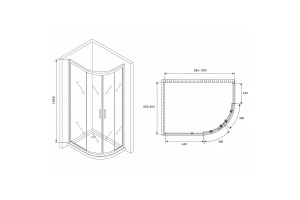 Душевой уголок Abber Schwarzer Diamant 100х90 хром стекло прозрачное - 2