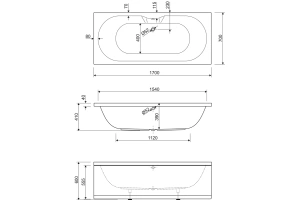 Акриловая ванна Cezares Calisto 170х70 (CALISTO-170-70-45-W37) - 3