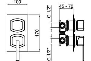 Смеситель Webert Azeta New AA860101015 С ВНУТРЕННЕЙ ЧАСТЬЮ, для ванны с душем - 2