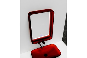 Зеркало Abber Kristall 55 красное с подсветкой - 2