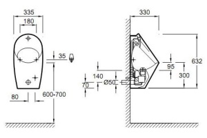 Писсуар Jacob Delafon Patio E1548 подвесной, с закрытой подводкой - 2