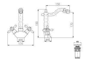 Смеситель для биде Rav Slezak Morava retro золото - 2