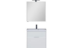 Тумба с раковиной Aquanet Латина 70 2 ящика белая - 3