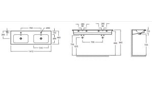 Раковина Jacob Delafon Vox EXAA112 140 см - 2