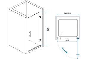 Душевая дверь RGW Hotel HO-011B 90х195 профиль черный стекло прозрачное - 3