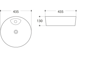 Раковина керамическая накладная AM-78111, цвет белый, 435х435х130 - 2