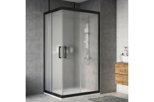 Душевой уголок STWORKI Карлстад DE019RC90110200 110x90 см профиль черный матовый, стекло матовое