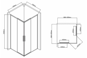 Душевой уголок Vincea Slim-U 90х90 черный стекло прозрачное - 2