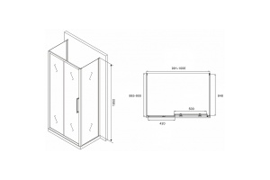 Душевой уголок Abber Schwarzer Diamant 100х90 хром стекло матовое - 2