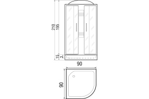 Душевая кабина с поддоном River Nara light 90/15 MT (10000002912) - 2