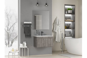 Тумба с раковиной Misty Пайн 70 серая матовая - 3