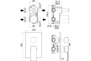 Смеситель Paffoni Elle EL019NO/M С ВНУТРЕННЕЙ ЧАСТЬЮ, для ванны с душем - 2