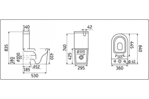 Унитаз-компакт Ceramalux черный (NS-2178-18) - 3