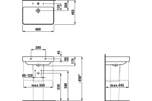 Раковина Laufen Pro S 60 см 8.1096.3.000.104.1 - 3