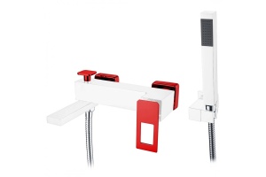 Смеситель для ванны Boheme Q белый с красным