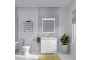 Мебель для ванной STWORKI Хальмстад 80 белая, в современном стиле (комплект, гарнитур) - 2