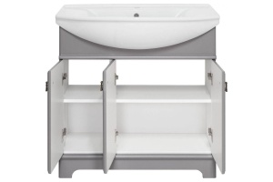 Тумба под раковину напольная Misty Лувр 85 серая глянцевая - 2