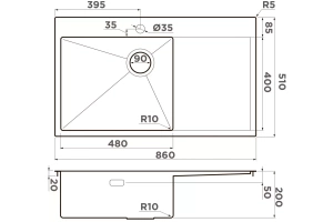 Мойка кухонная Omoikiri Akisame хром (4997031) - 2