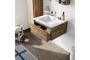 Мебель для ванной STWORKI Карлстад 60 дуб рустикальный, в стиле лофт, под дерево, подвесная (гарнитур, комплект) - 3