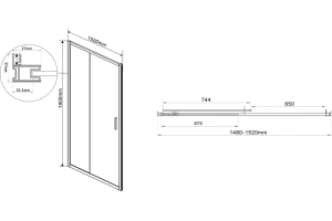 Душевая дверь в нишу Vincea Garda 150х190 профиль черный стекло прозрачное - 3