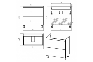 Тумба под раковину напольная Misty Атлантик 80 серая матовая - 2