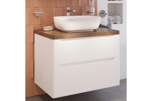 Тумба с раковиной STWORKI Берген 80 белая с темной столешницей, Moduo 50 Square - 2