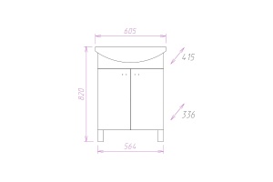 Тумба с раковиной Onika Лига 60 белый - 3
