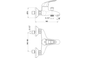 Смеситель для ванны GPD Adrio хром - 2