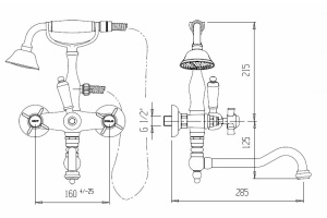 Смеситель для ванны Cezares Diamond золото (DIAMOND-VDF-03/24-Sw) - 2