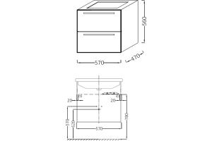 Тумба для комплекта Jacob Delafon Struktura 60 белый блестящий, 2 ящика - 3