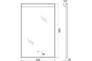 Зеркало BelBagno 50х80 с внешним светильником (SPC-UNO-500-800-TCH) - 3