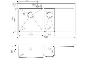 Мойка кухонная Omoikiri Akisame 100-2-GM-L вороненая сталь - 2