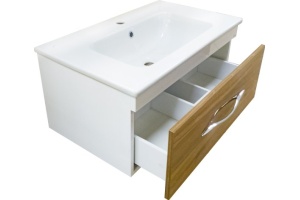 Тумба с раковиной Misty Турин 100 подвесная, орех - 2