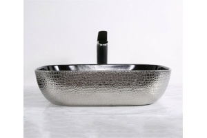 Раковина накладная CeramaLux NC 46 см серебро (D1333H009) - 2