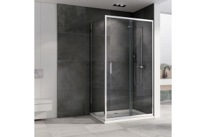 Душевой уголок Abber Schwarzer Diamant 130x50 профиль хром стекло прозрачное - 2