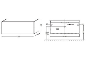 Тумба под раковину Jacob Delafon Vox 120 см (EB2071-R1-N18) - 2