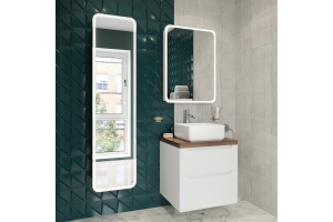 Мебель для ванной STWORKI Берген 60 белая с темной столешницей, раковина City 1 - 3